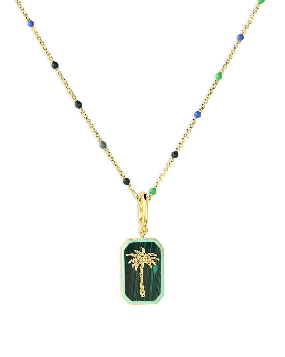 Milskye fashion fine jewelry for women 2024 14k gold plated 925 sterling silver palm tree color bead chain necklace