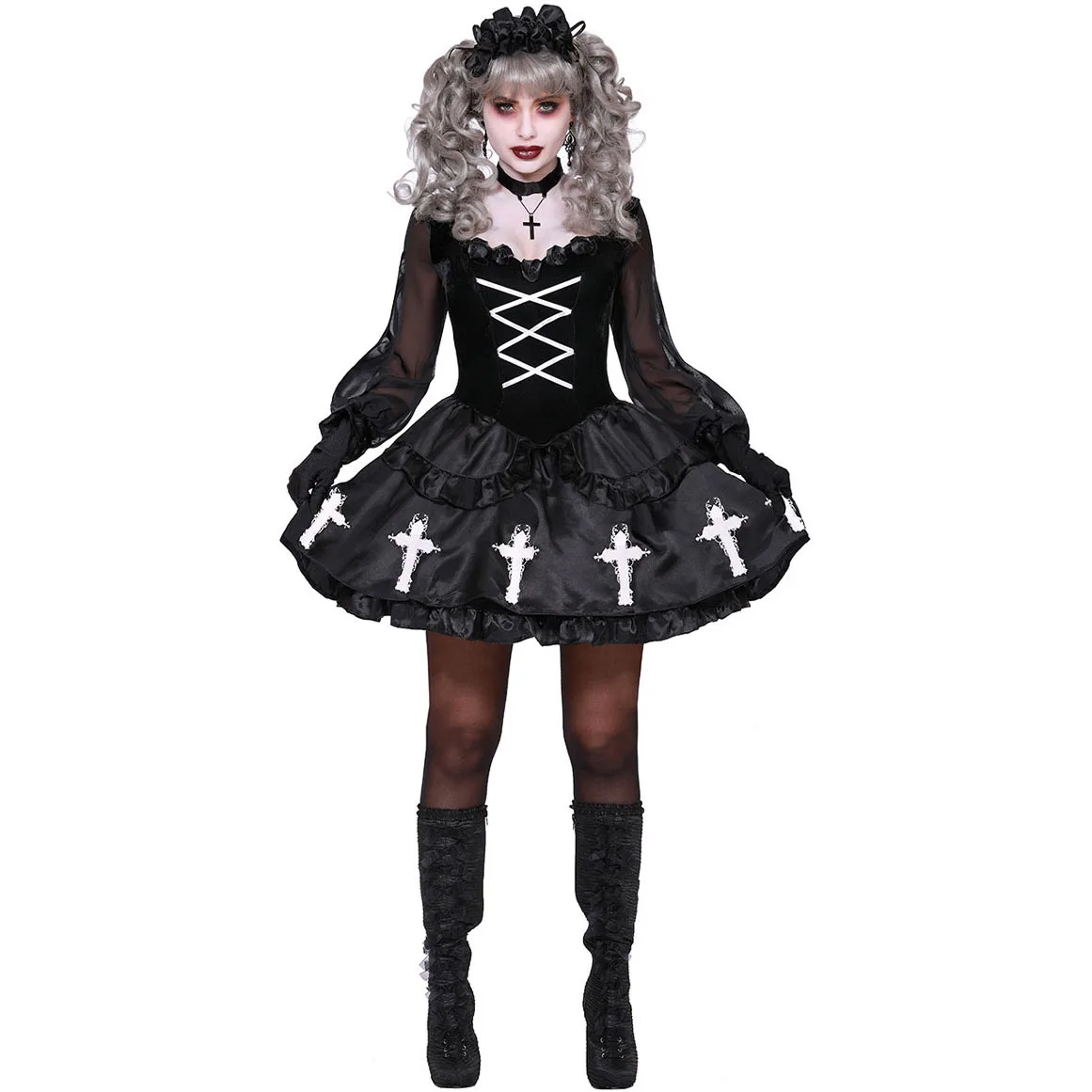 Nicro New Euro American Style Halloween Cosplay Vampire Ghost Nun Costume Plus Size Halloween Festival Supplies Nun Cos Costume