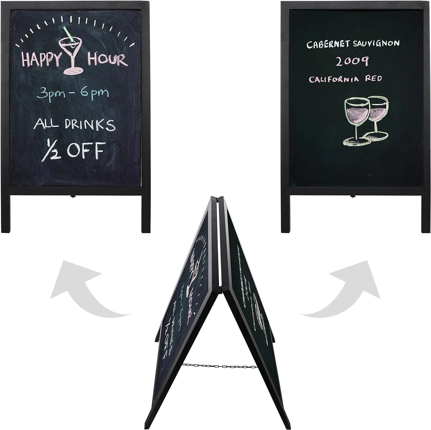 Black Metal A Frame Chalkboard Sign Sidewalk Sandwich Board Sign Outdoor