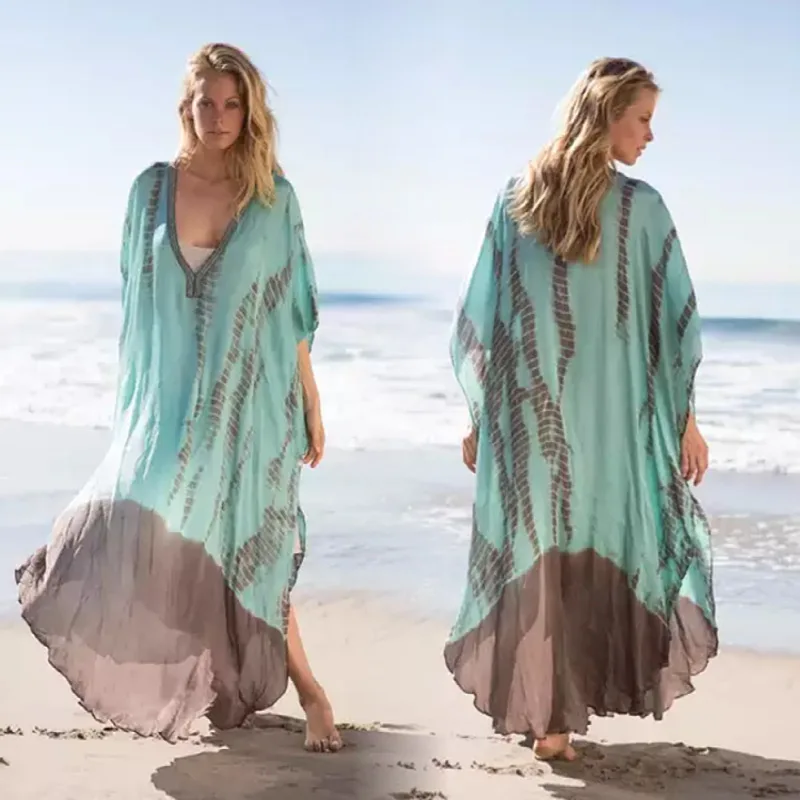 Wholesale Floral Printed Beach Cover Ups Suits Comfortable Beachwear Ladies Blouses And Tops  Dubai Arabic Evening Dresses