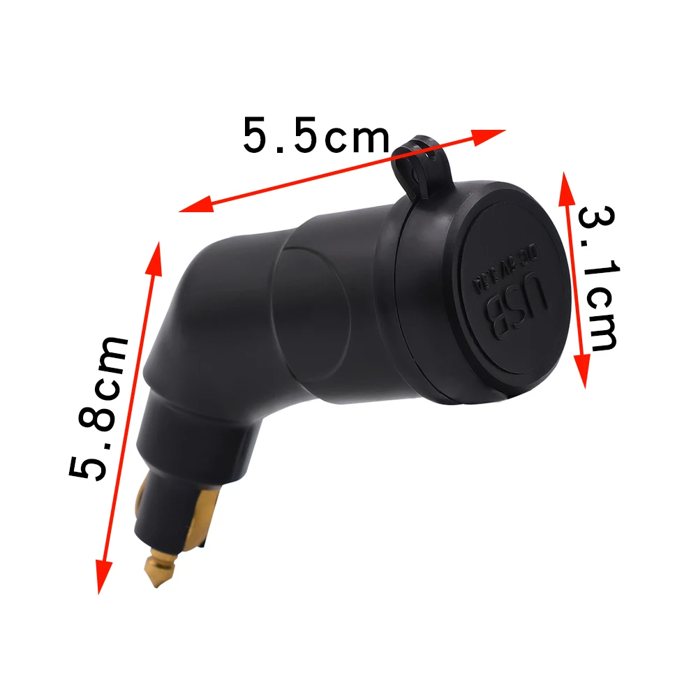 Angled Dual USB 3.3A Output Power Adapter Charger Hella DIN EU Plug Socket Black for Motorcycle