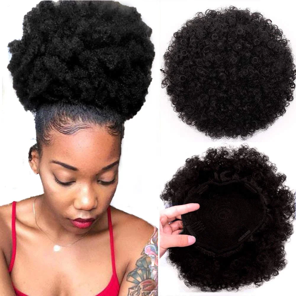 
Afro Puff Drawstring Ponytail Kinky Curly Afro Clip on Updo Chignon Bun Hair Piece Extensions for African American Women 