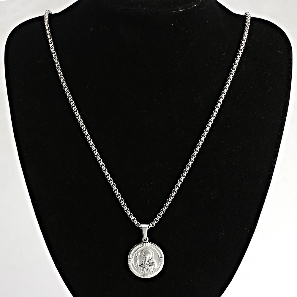 Stainless steel jewelry round pendant necklace man custom necklace pendant