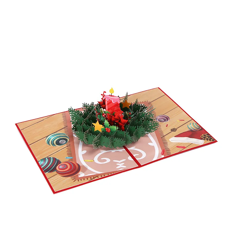 3D Stereoscopic Greeting Card Creative Christmas Greeting Card Laser Printing Christmas Candle Thanksgiving Gift Card