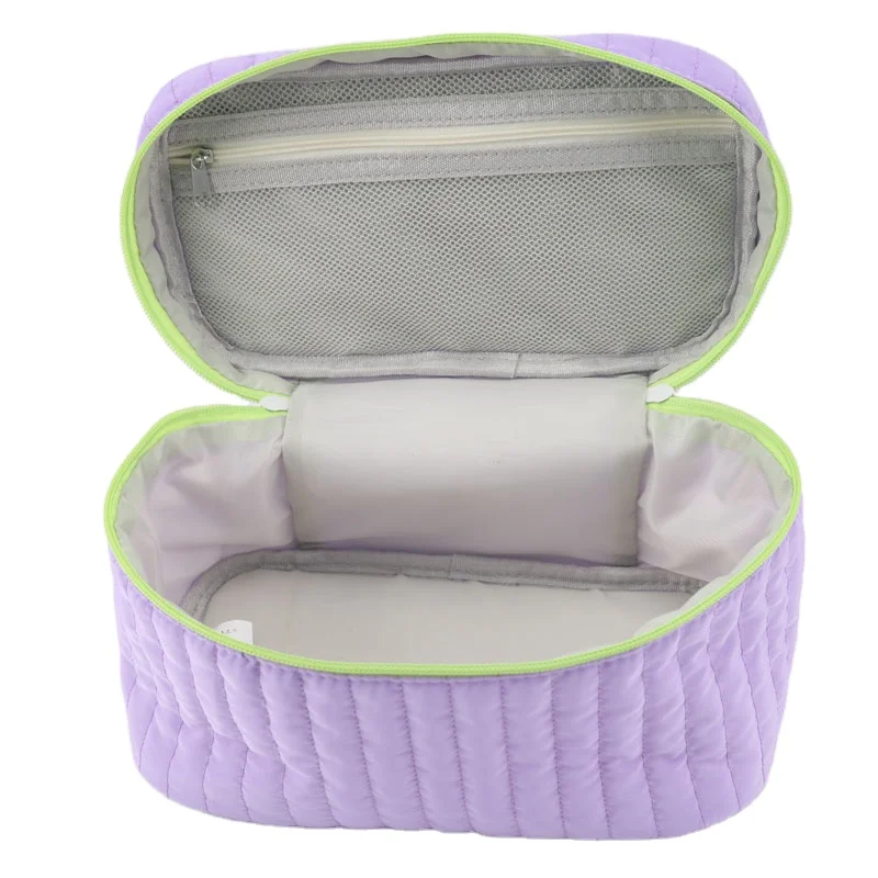 New Design Macaron Bright Color Quilted Makeup Bag Cosmetic Bag Travelling Portable Square Patchwork Makeup Zipper Case