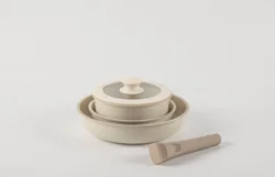 Space Saving Nonstick Coating cast aluminum 3 in 1 Detachable Handle Cooking Pots Carote cookware set