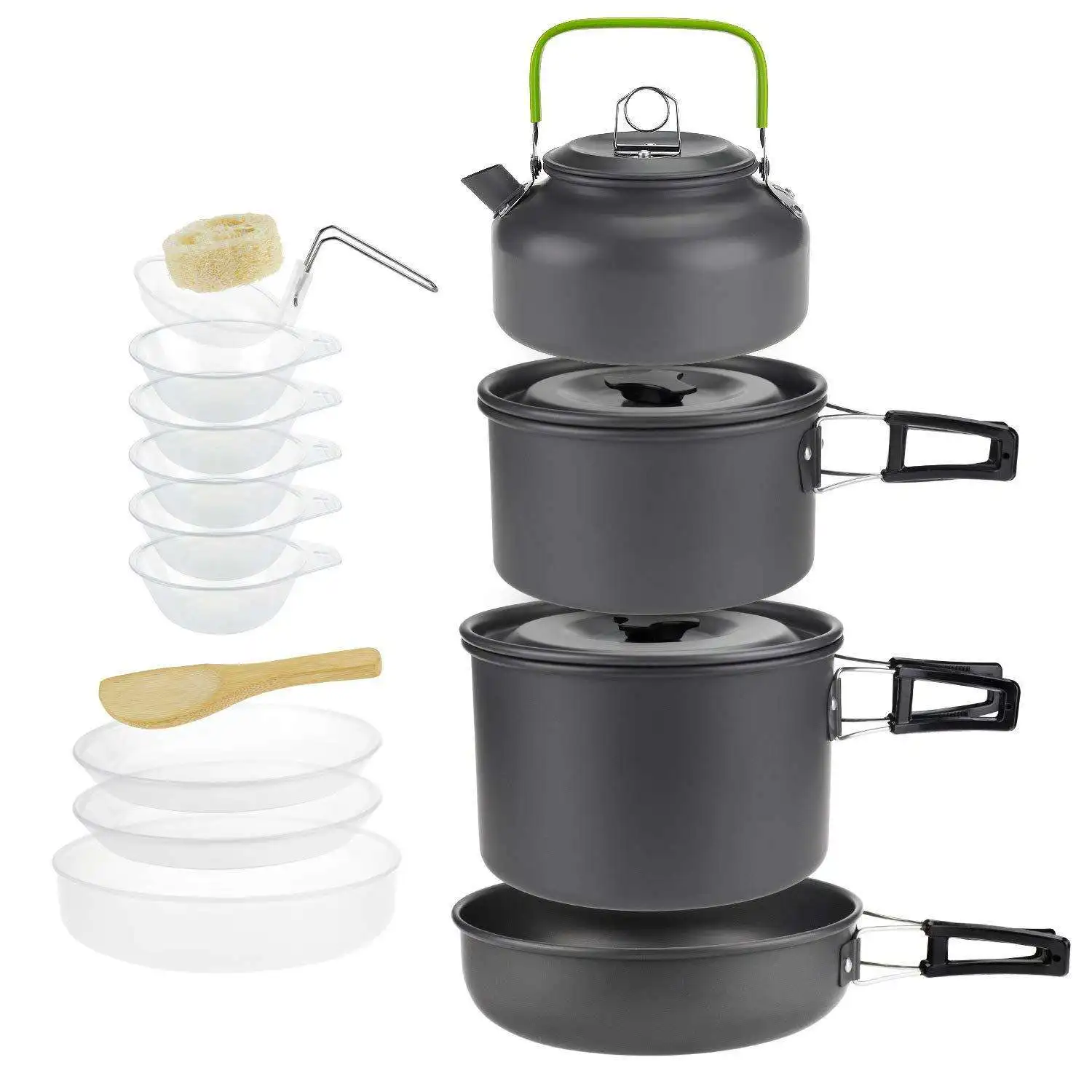 Portable Camping Tableware Cooking Set Outdoor Cookware Pan Pot Bowl Spoon Fork Utensils For Hiking Picnic Travel Wild