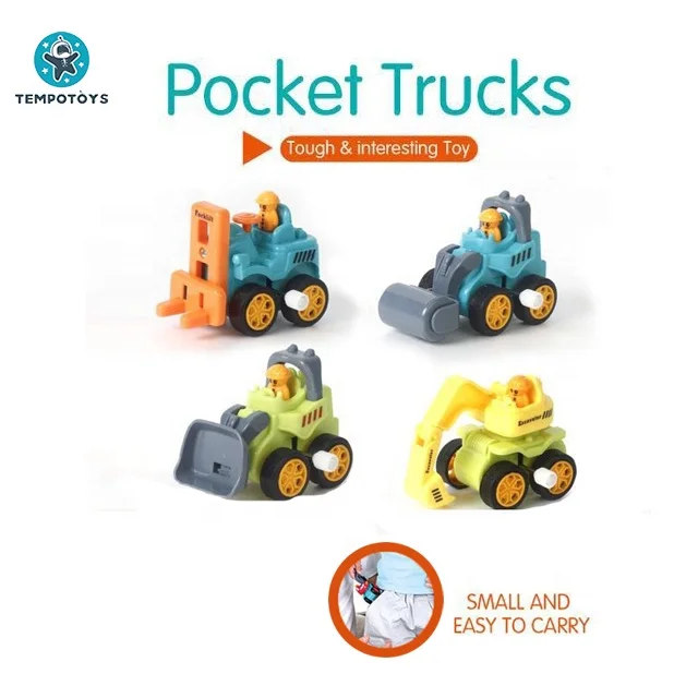 Tempo Toys Cute Small Car Toys Mini Truck Set Engineering Vehicle Kids Friction Toy Vehicle