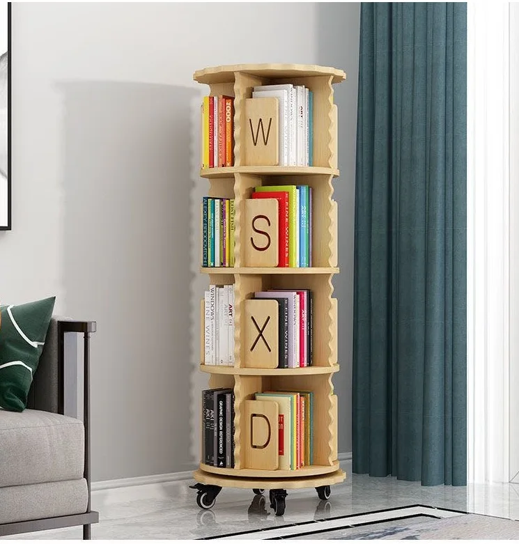 Kids Book Shelves Wooden Storage Bookshelf for Children Rotating Bookshelf Bookcase