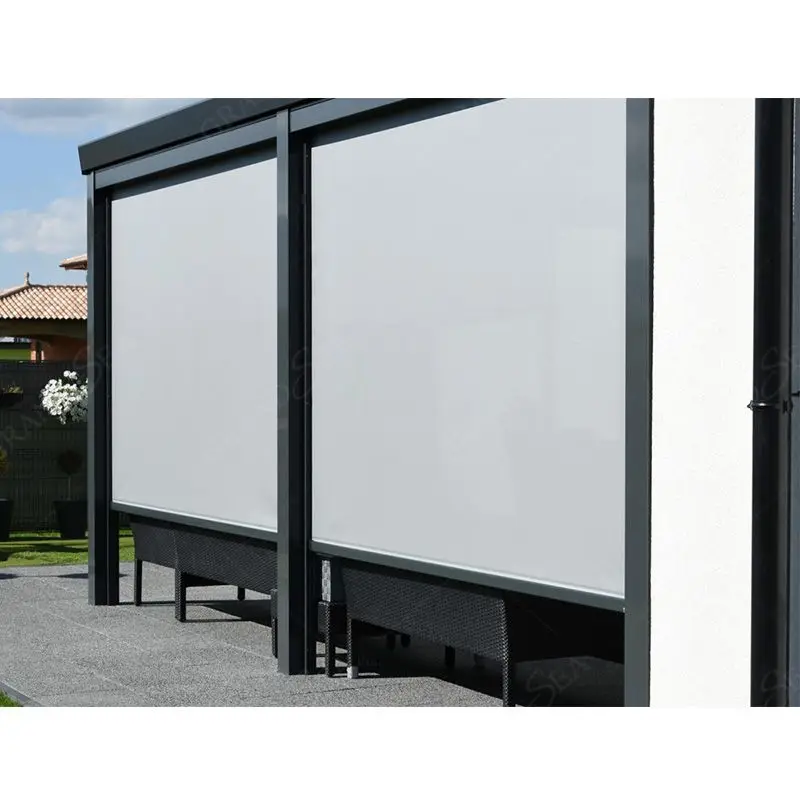European Style Garden Terrace Cool Shed Sunshade Track Shading Windproof Roller Blind Pvc Sunshade Waterproof