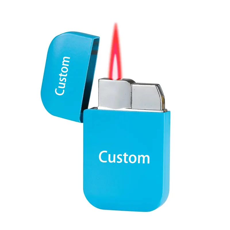 Custom Lighter Windproof Pink Flame Cute Lighter Blue Pink White Gradient color can be choose