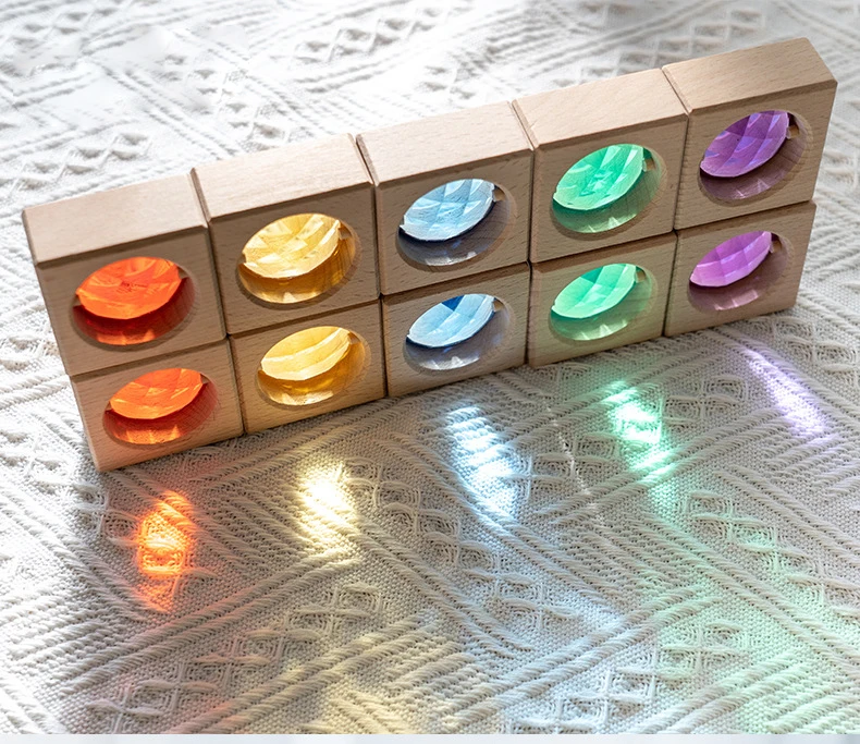 25pcs Rainbow Wooden Sensory Blocks Baby Stacking Toys for Montessori Games Creative Educational Cube Blocks for Kids