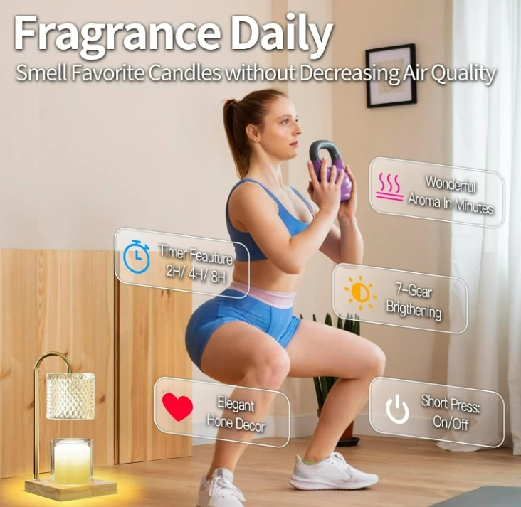 cheap Home flameless natural wood candle warmer lamp aroma fragrance light scented burner lampshade luxury style candle warmer