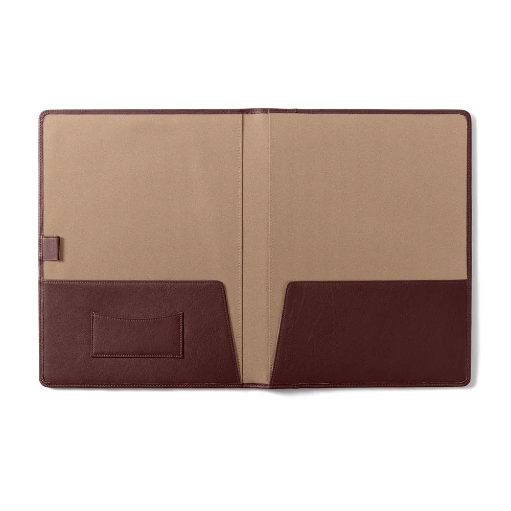 Multipurpose 2 Full Sheet Paper Pockets 2 Traditional Folder Pockets Leather A4  Paper Files Folder For Conference