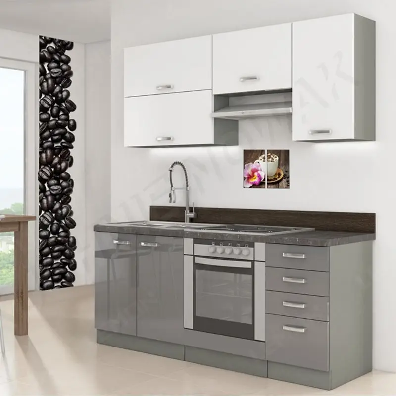 Kitchen cabinet in modular european style cheap wholesale price modern small design melamine finish Foshan factory