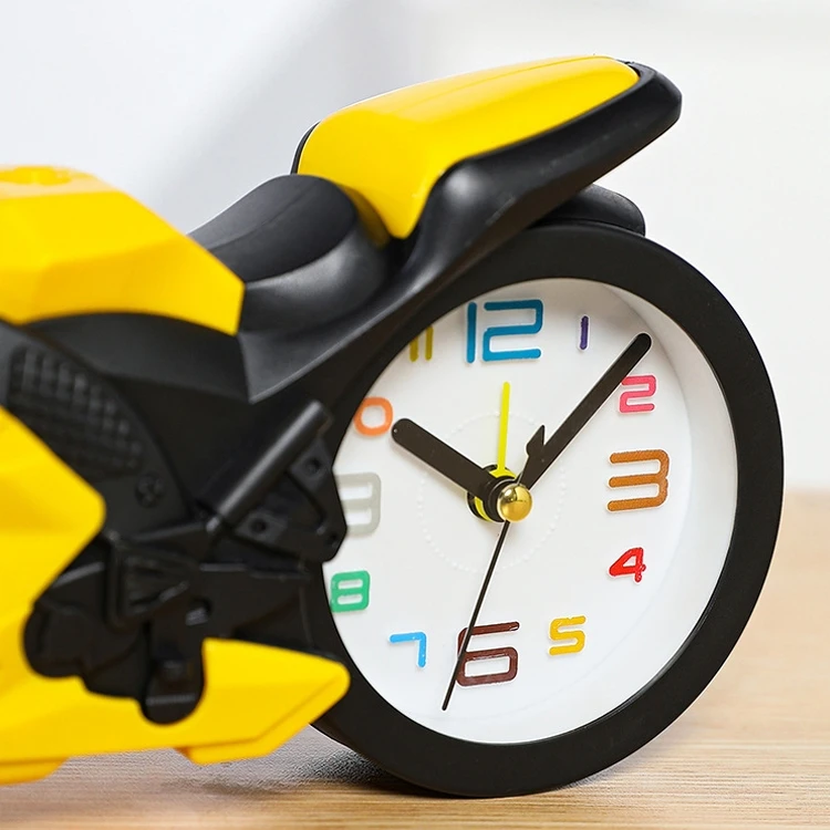 Good quality cool creative child gift alarm clock time motorcycle children kids bedroom fashion clock electronic