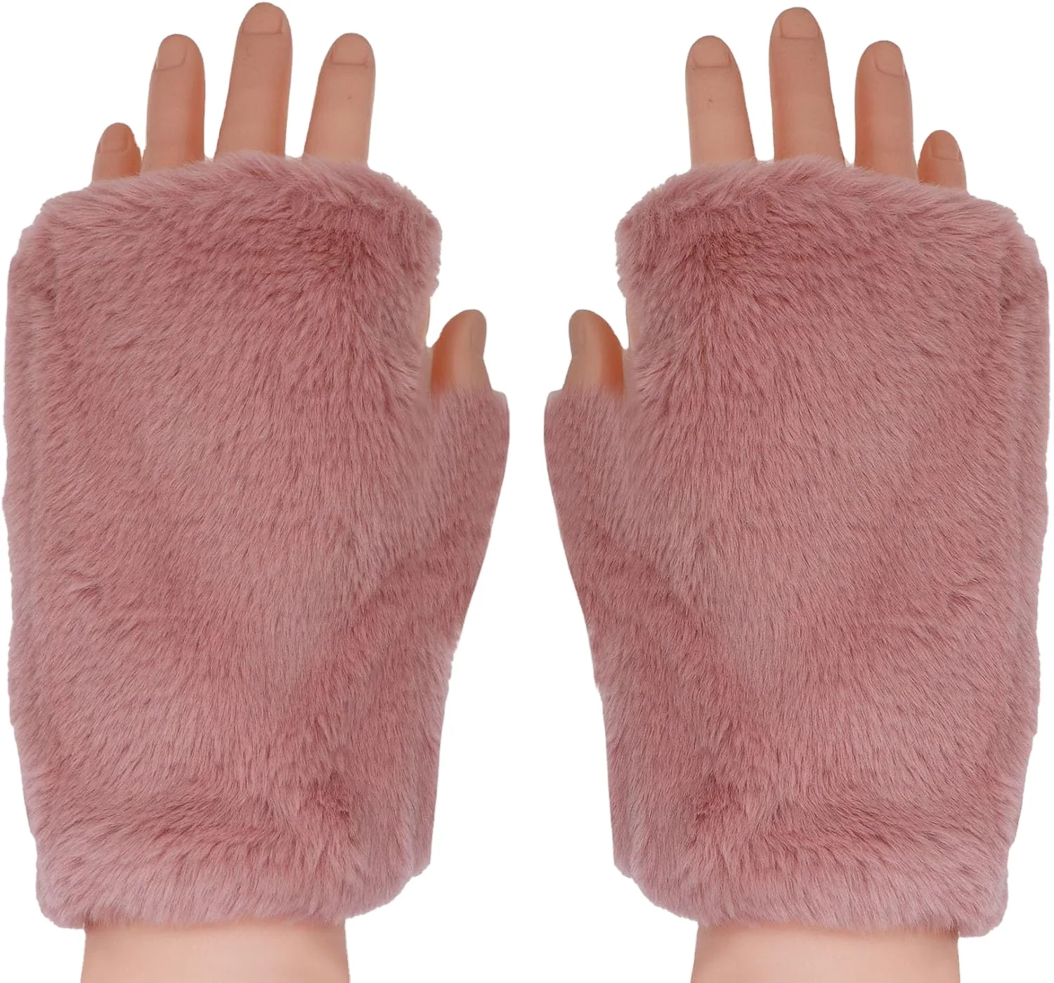 Faux Fur Arm Warmers Fingerless Gloves Velvet Women Winter Costume Party Costume