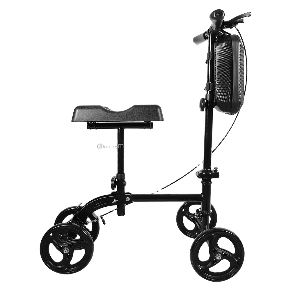 Factory Outlet Adjustable Handle Height Folding 4 Wheel Mobility Scooter Knee Walker Rollator Fracture Walking Aid