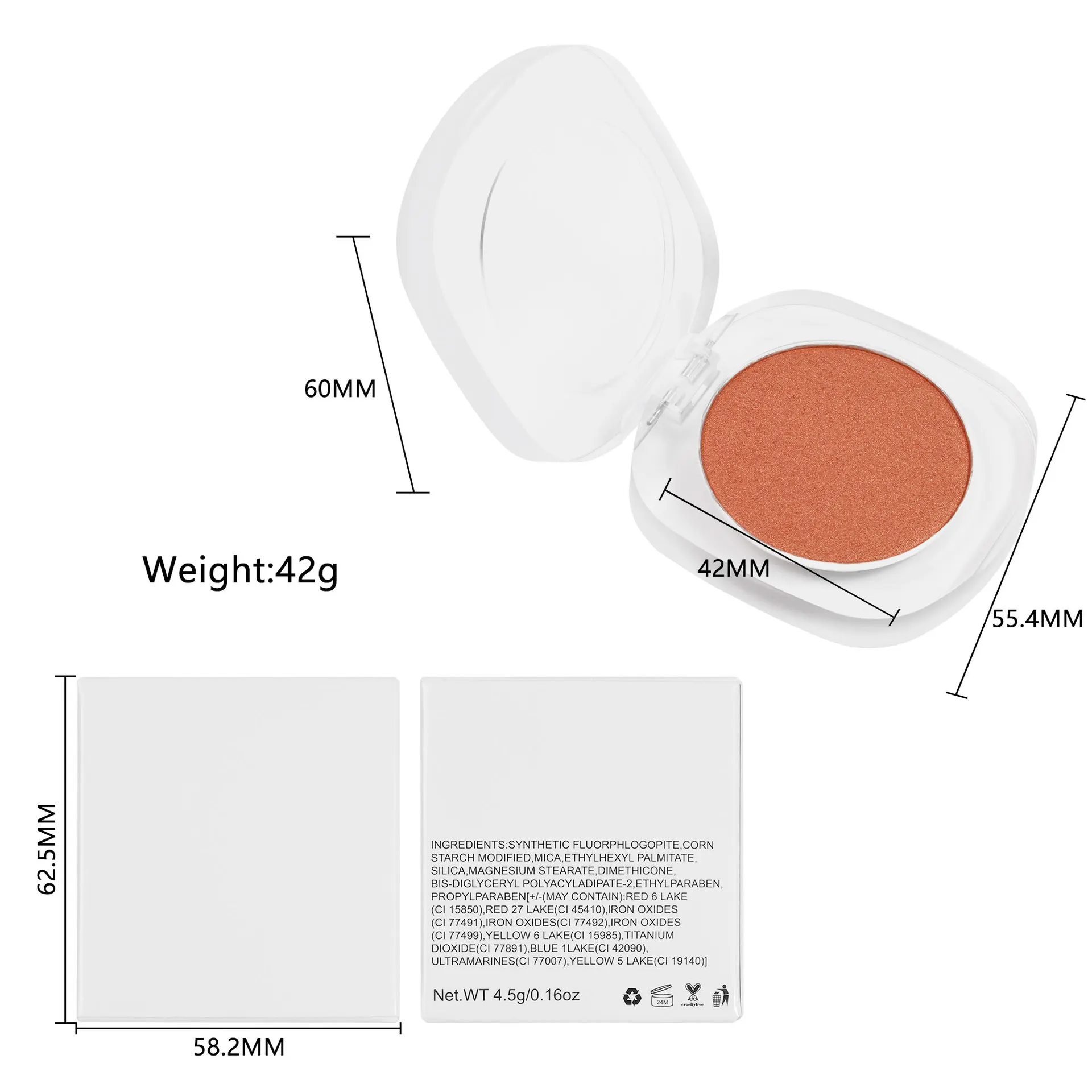 Ultra-fine silk blush pink logo highlights natural blush nude powder matte light dark blush plate