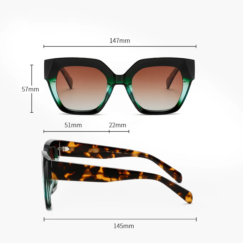 Cateye Inspired Luxury Oversized Custom Square Sunglasses S26118 Angular Shape Color-Block Sunglasses for Women Men