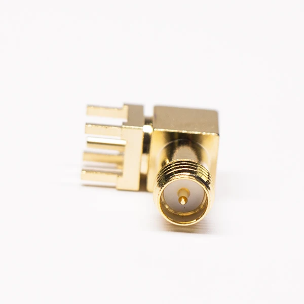 SMA Right Angle Male Coaxial Connector for Panel Mount Four Hole Flange 50 Ohm