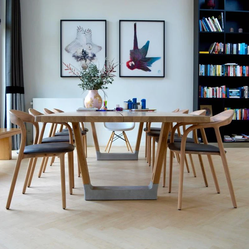 Minimalist modern nordic comedor 4 sillas de oak wood chairs wooden dining arm chair for restaurant silla para restaurante