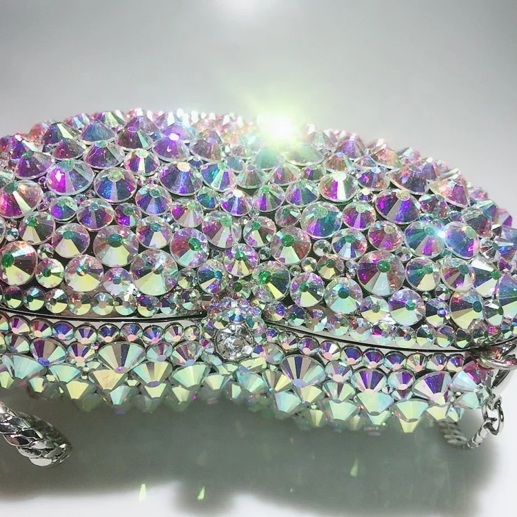 Amiqi MRY109 High quality handmade heart shape crystal and rhinestone evening bags