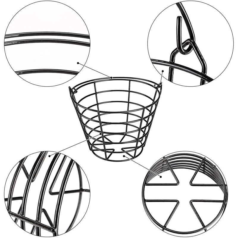 Wholesale Factory Golf Driving Range Products Metal Handle Iron Wire Black Golf Balls Basket for Outdoor Golf Sports