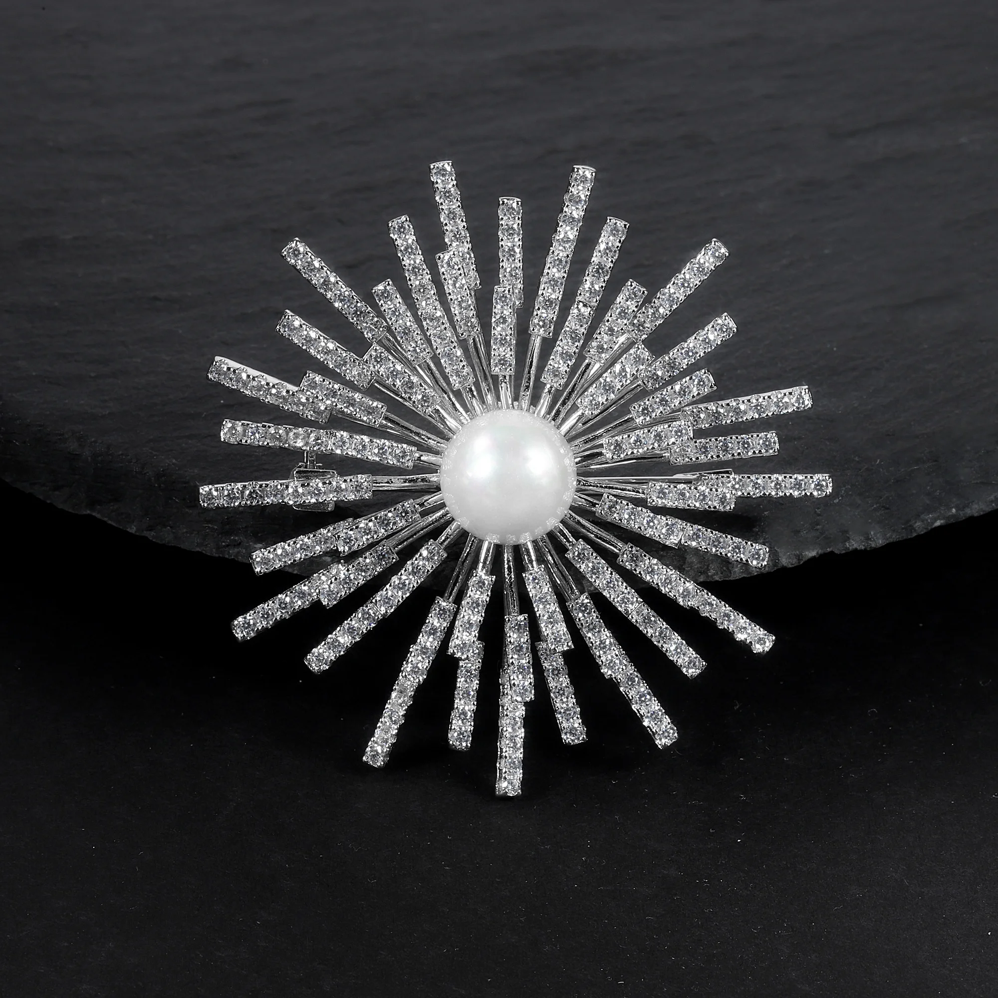 F9909 Abiding Trendy Flower 925 Silver Real Natural Freshwater Pearl Ladies Brooch For Gift