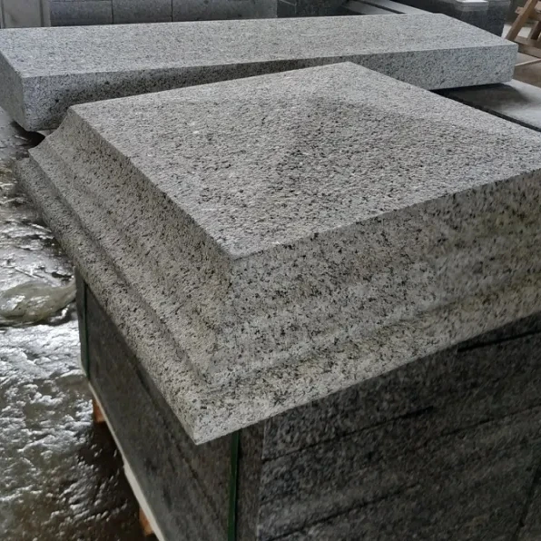 Grey G623 Granite Pillar and Picked Stone Pier Caps