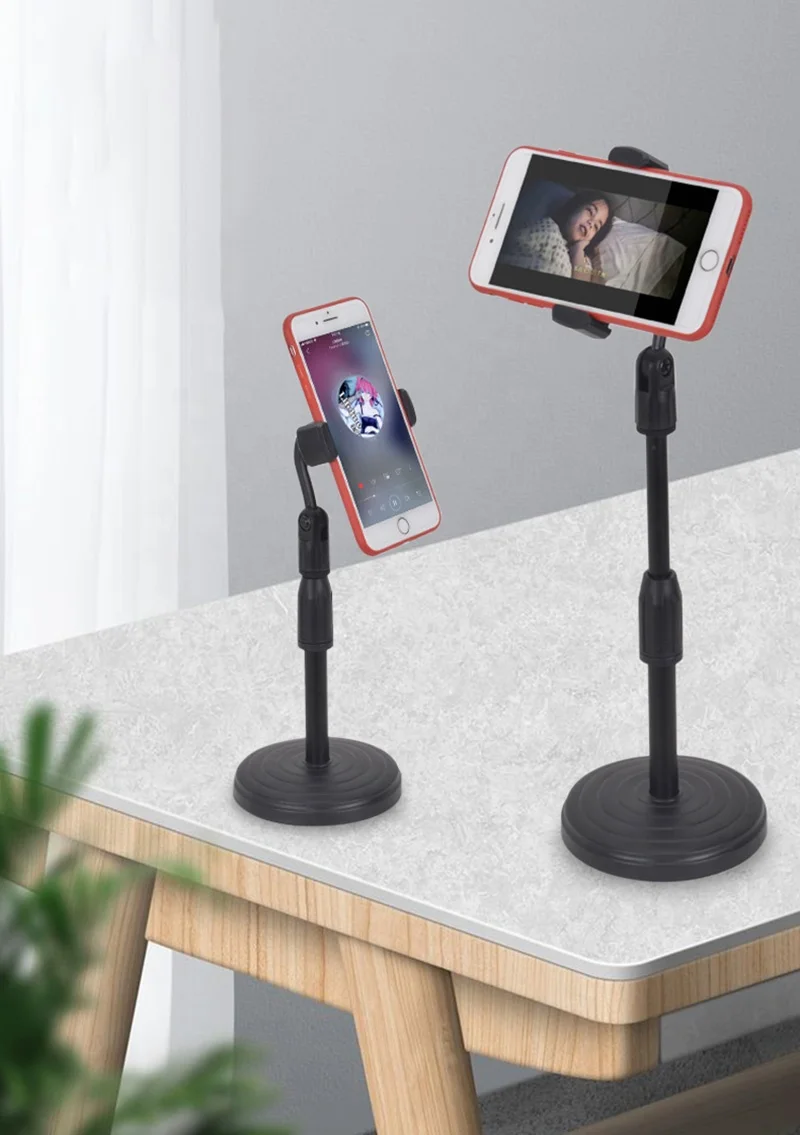 Wholesale Desktop Mobile Phone Holder Tablet Stand Desk 360 Rotate for Live Streaming Overhead Shoot Video Round Base
