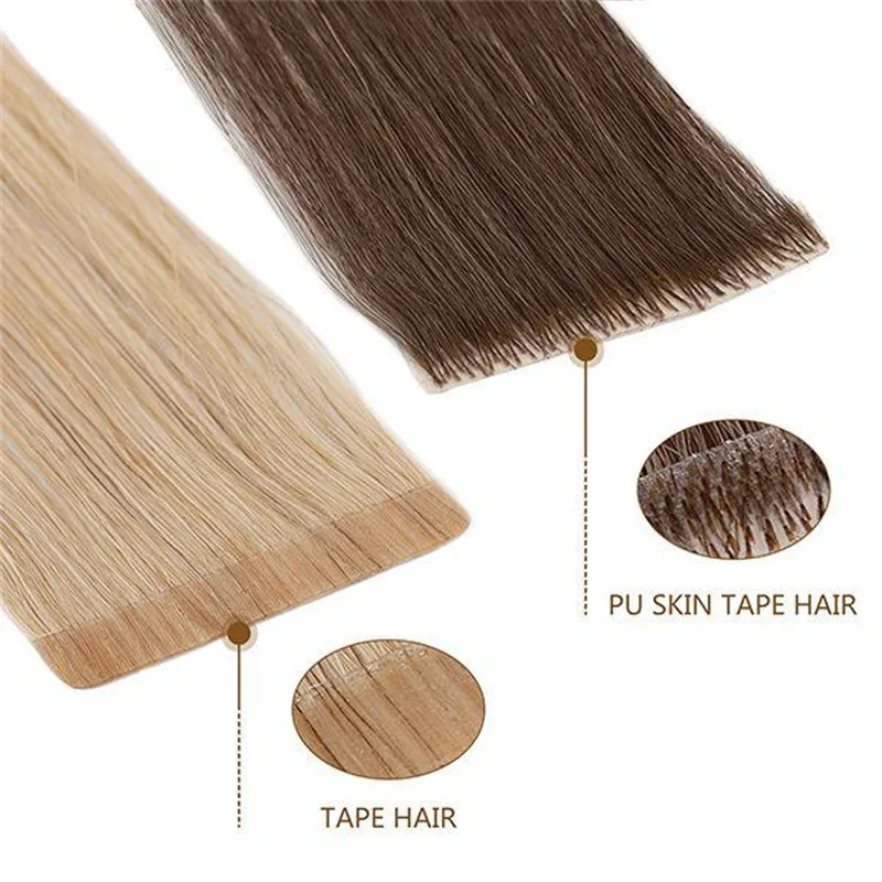 100% Cuticle Aligned piano 613/18 invisible seamless human hair weft tape in hair extensions
