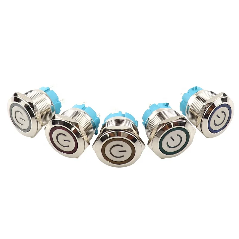 22mm metal push button switch 1NO led switch light 3V 5V 6V 12V 24V 220V momentary 4pins waterproof