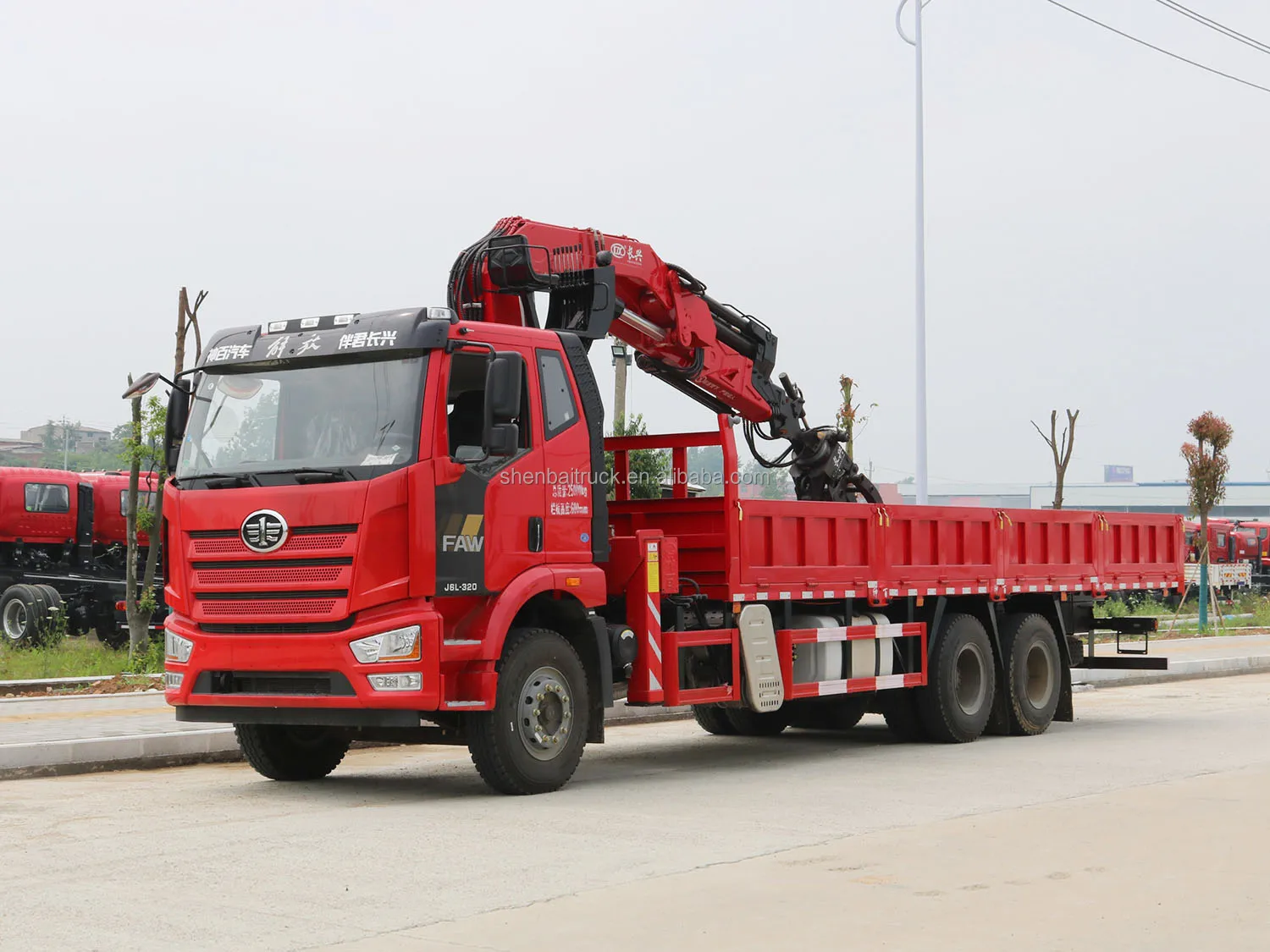 China Brand FAW 6x4 Cargo Truck Mounted Crane Shenbai 12Ton 16Ton 20Ton Hydraulic Knuckle Boom Crane with Grapple