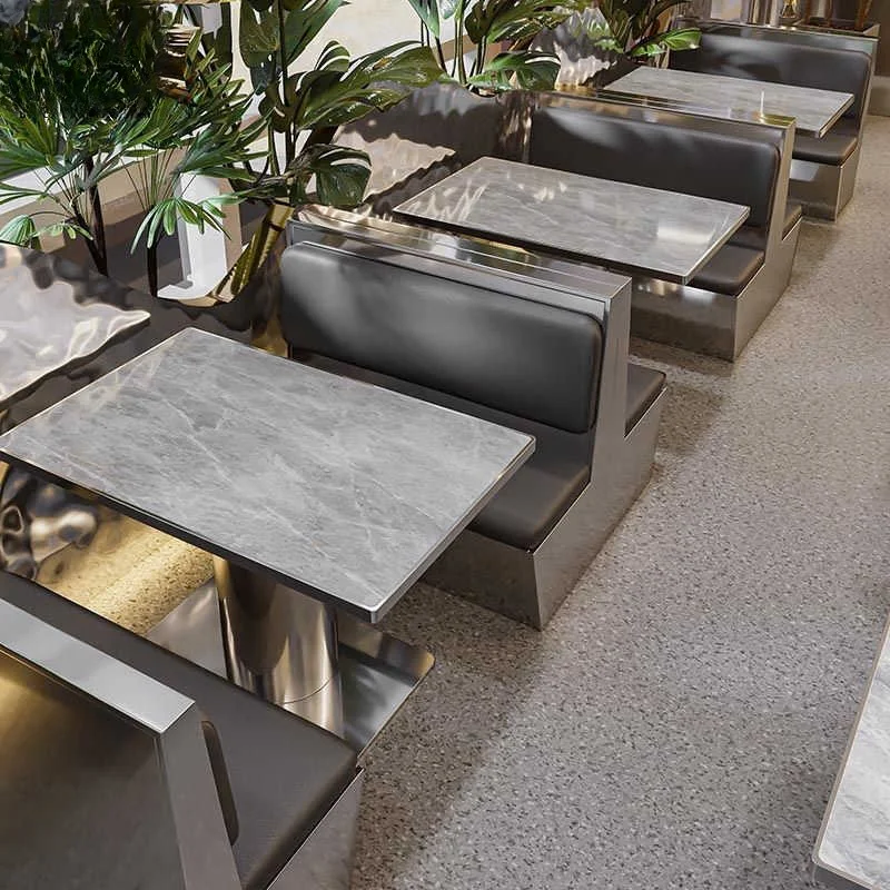 Customized Outdoor Netflix Light Dining Chairs Restaurant Semi-circular Stainless Steel Sofa Table and Chair Set
