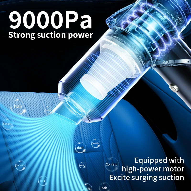 Wholesale Foldable Car Vacuum Cleaner 120W 9000Pa Strong Suction Durable Vacuum Sweeper Home Use Portable 4000mah Dust Catcher