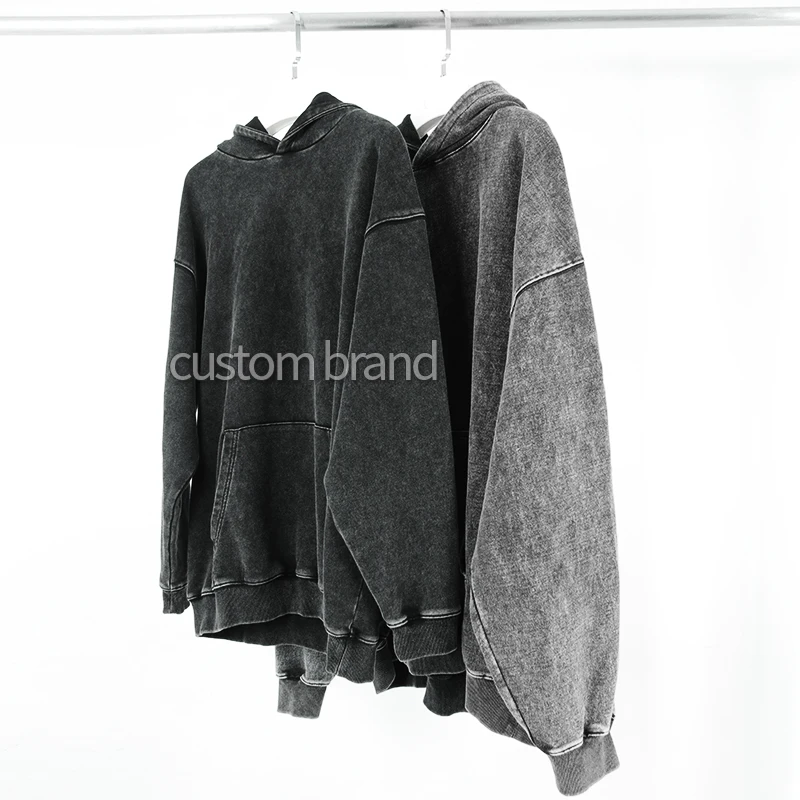 Высококачественная французская махровая винтажная толстовка с эффектом потертости мужские толстовки большого размера