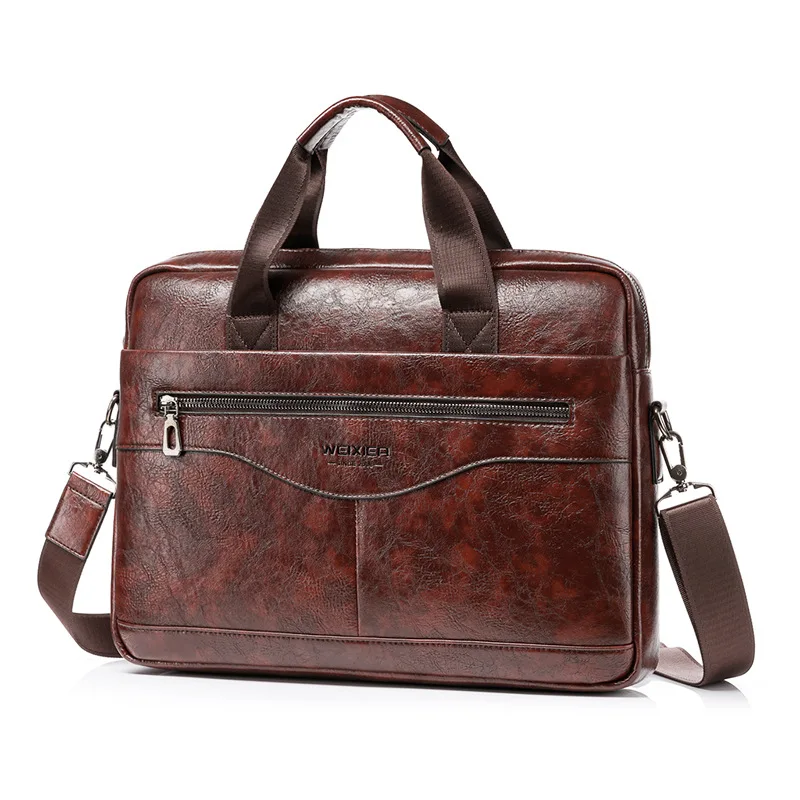Custom Made Wholesale Fashionable Business Lawyer Hard Attache Retro Black Brown Men PU Leather Briefcase