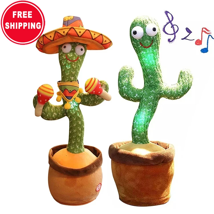 32cm Dancing Cactus Toys Speak Electronic Plush Toys Twisting Singing Dancer Talking Novelty Funny Music Led Plush