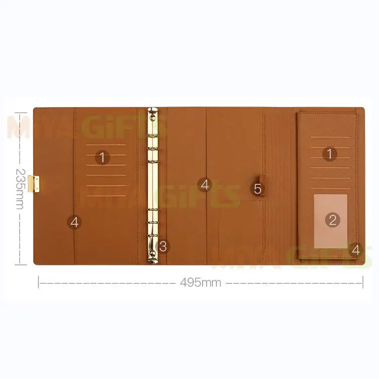 cheap organizer clutch document pocket multifunction button closure PU portfolio business file folder custom brand logo