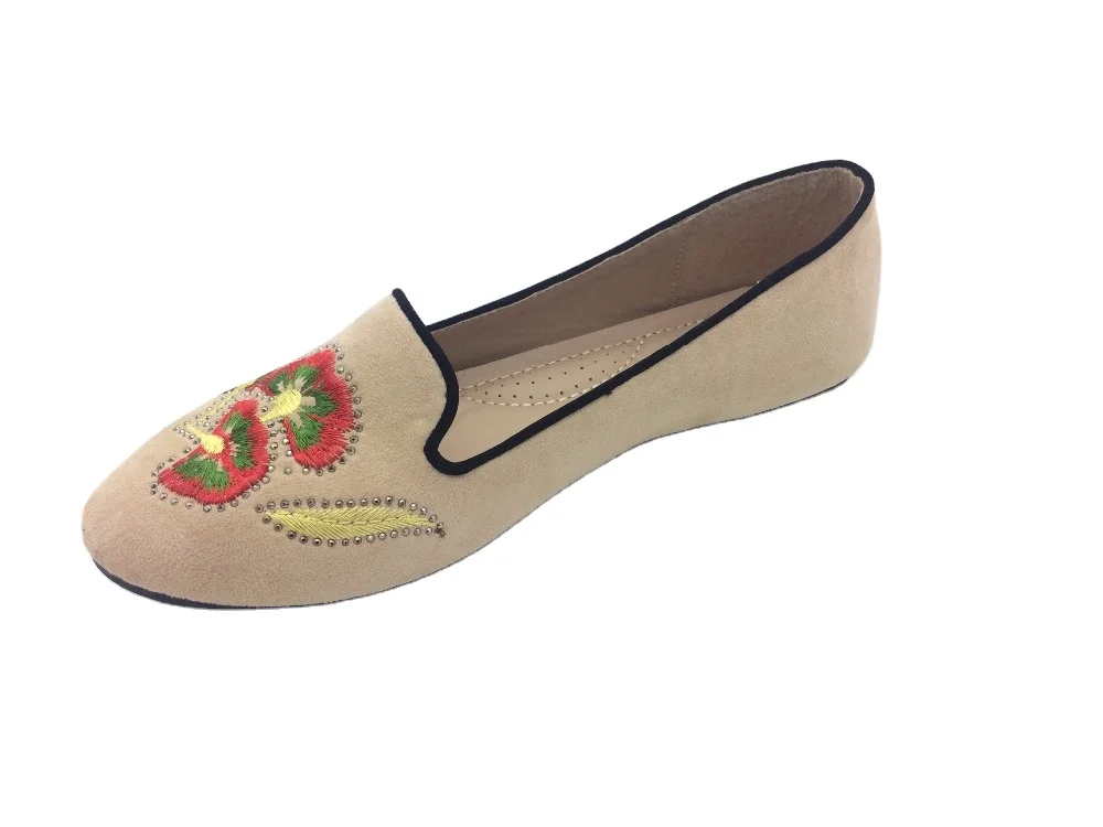 New Women Embroidering Shallow Mouch Tip Flat Boat Shoes