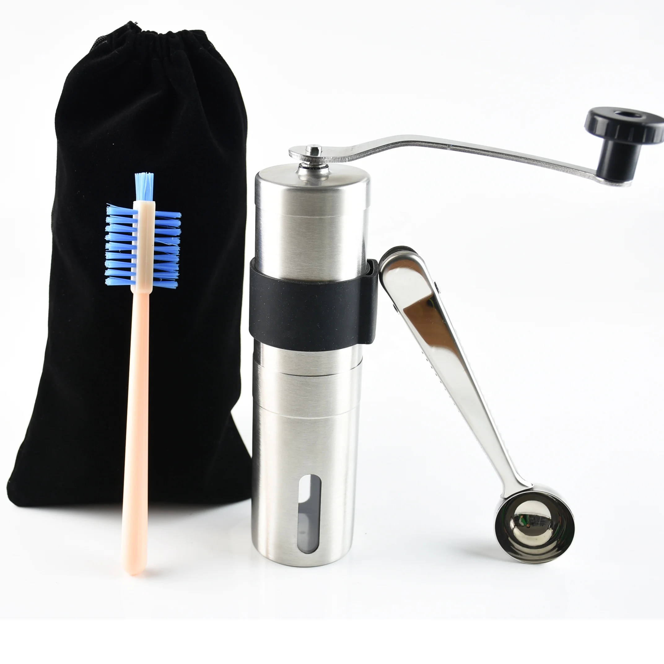 Manual Coffee Grinder Hand Coffee Bean Grinder with Measuring Brush Spoon