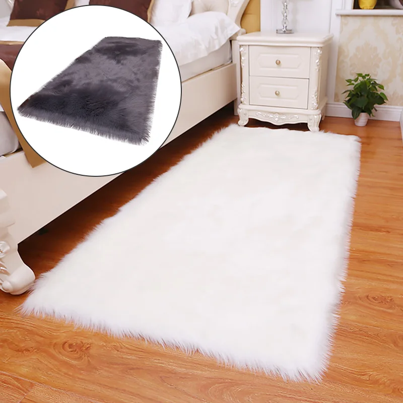 Luxury Faux Fur White Carpet Carpet For Bedroom Artificial Wool Soft Hairy Rugs Fit Living Room Couch Shaggy Area Floor Mats