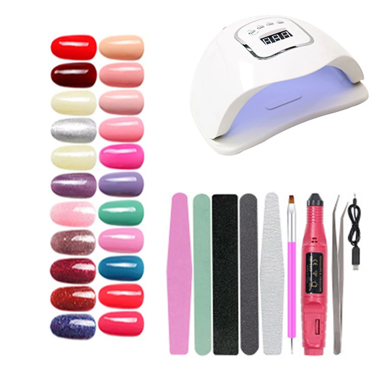 Complete 7ml 10pcs Nail Art Tool Uv Led Lamp Gel Polish Gel Nail Art Kit Set For Beginners