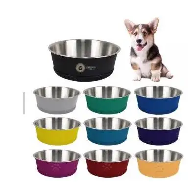High Quality Gold Rose Black Blue Colorful Pet Bowls Stainless Steel Non-slip Dog Bowl