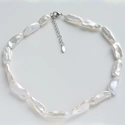 zhuji wholesale big biwa pearl natural necklace,good luster,very clean surface,adjustable length