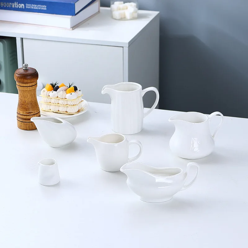 Retro Creative Milk Pot White Ceramic Bulk Blank Christmas American Latte Coffee Cup Restaurant Milk Cup Jug Tank with Logo