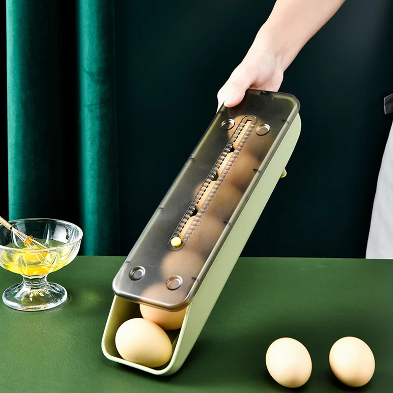 Egg Preservation Box Automatic Rolling Egg Storage Box Carrier with Lid Plastic Egg Storage Box
