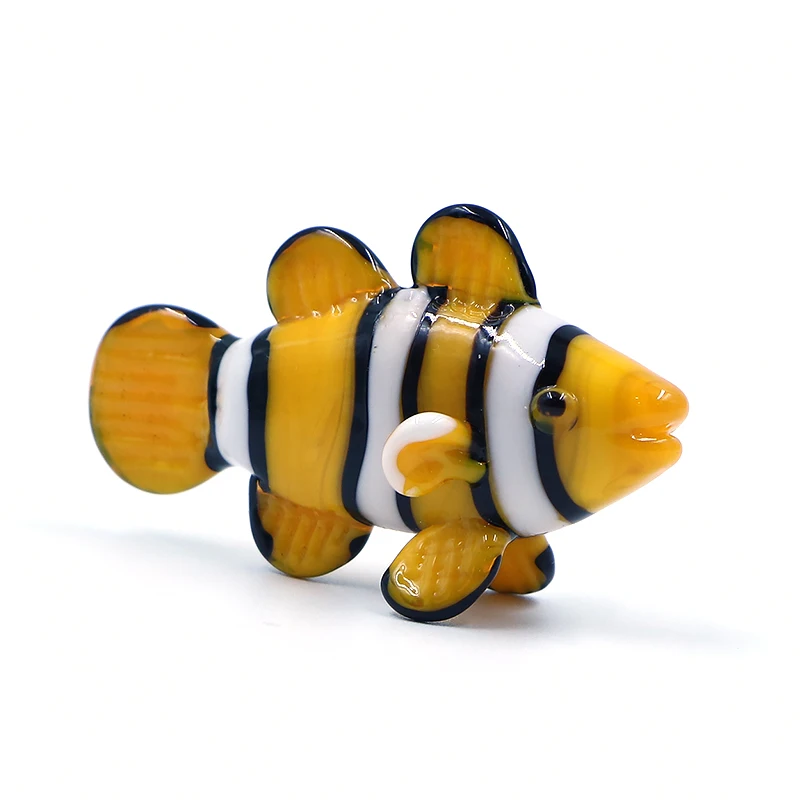 Handmade Murano Decorative Sea Creature Lampwork Glass Clown Fish Figurine