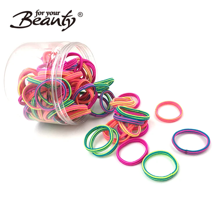 100pcs Fashion Clear PVC box packed Double Multi Color Mixed Stretch Elastic Hair Band